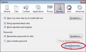 Firefox saved passwords