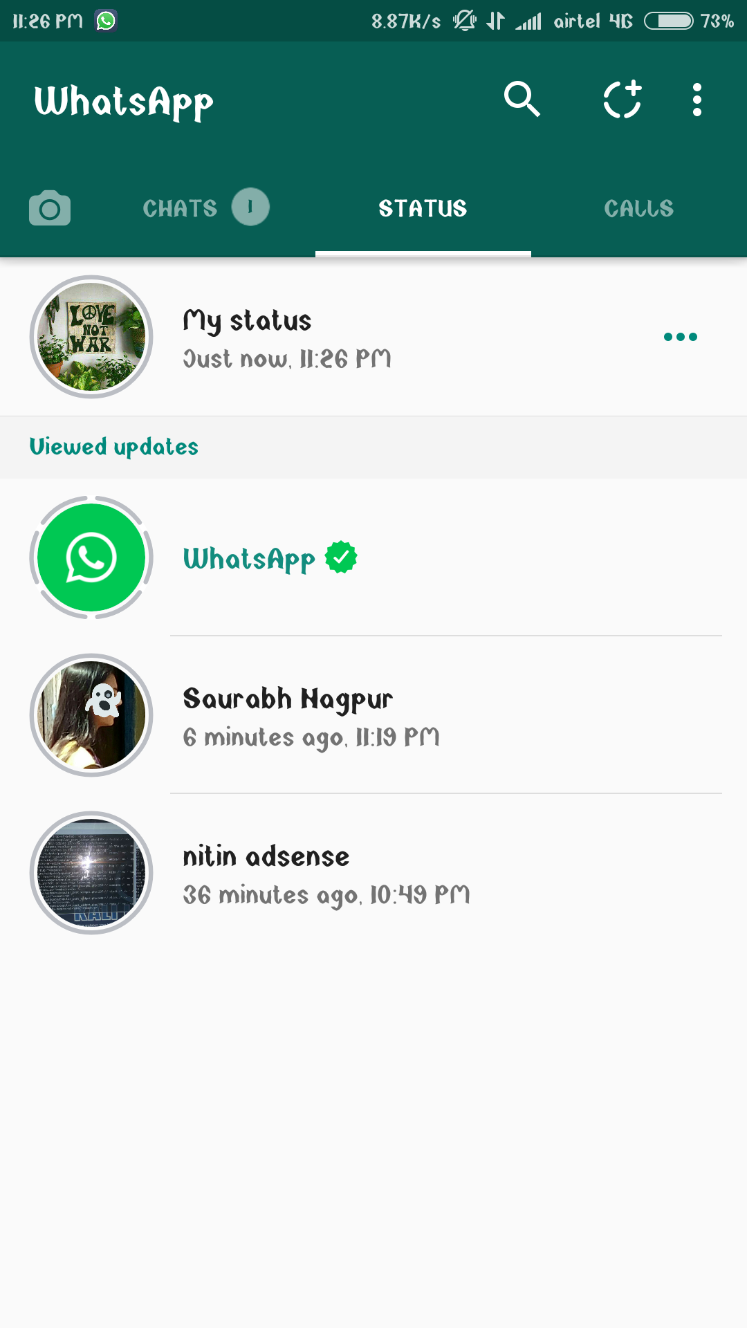 Whatsapp image status delete Screenshot