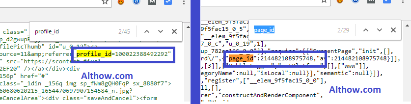 Facebook ID Found from Source code