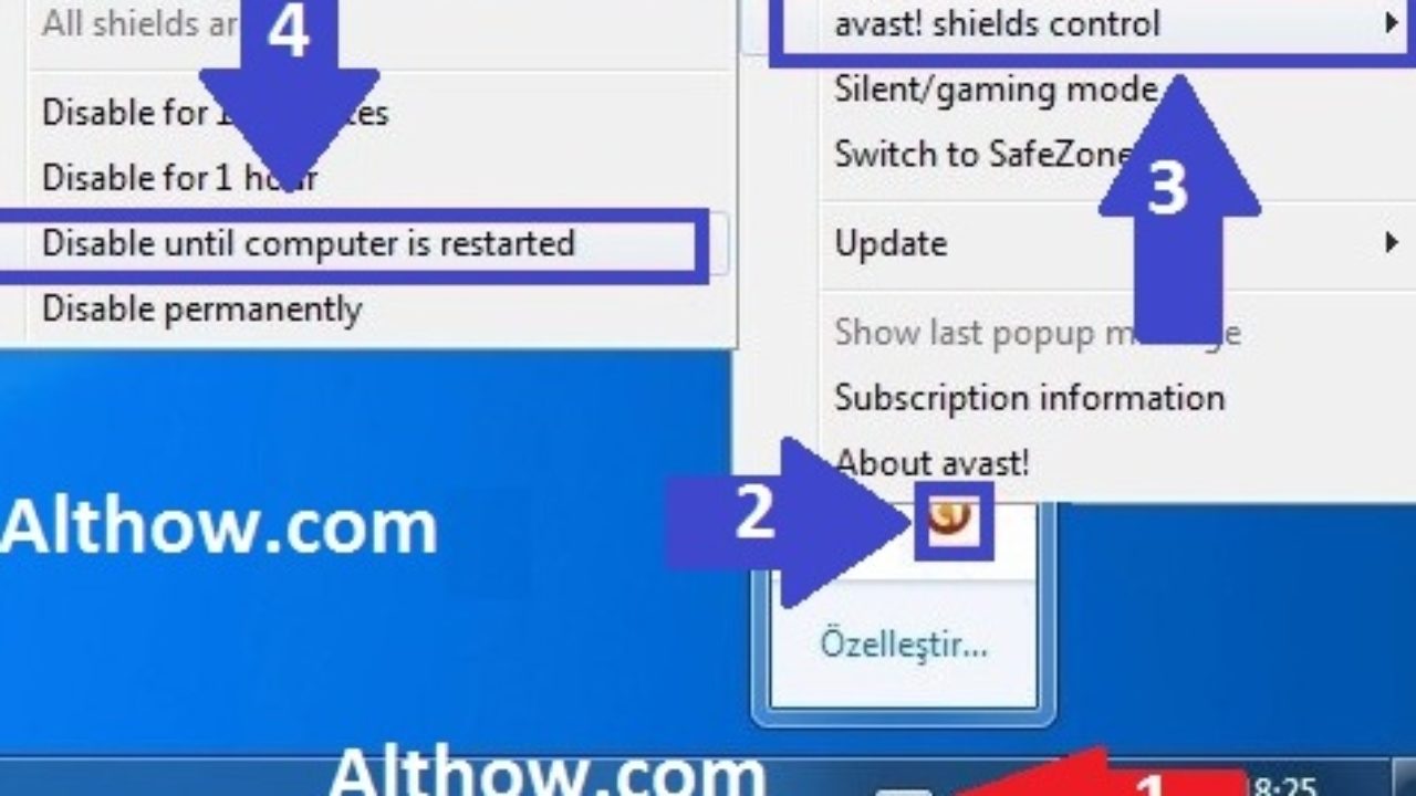 disable avast windows 7