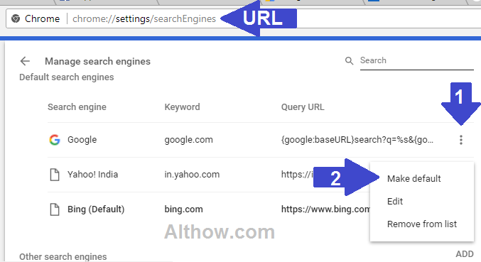 Change Chrome Default Search Engine on Desktop