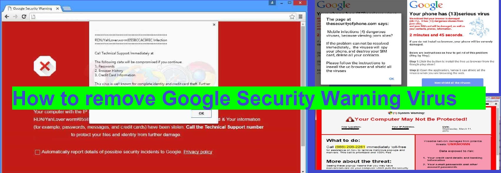 How to remove Google security Warning popups virus from Windows or Android