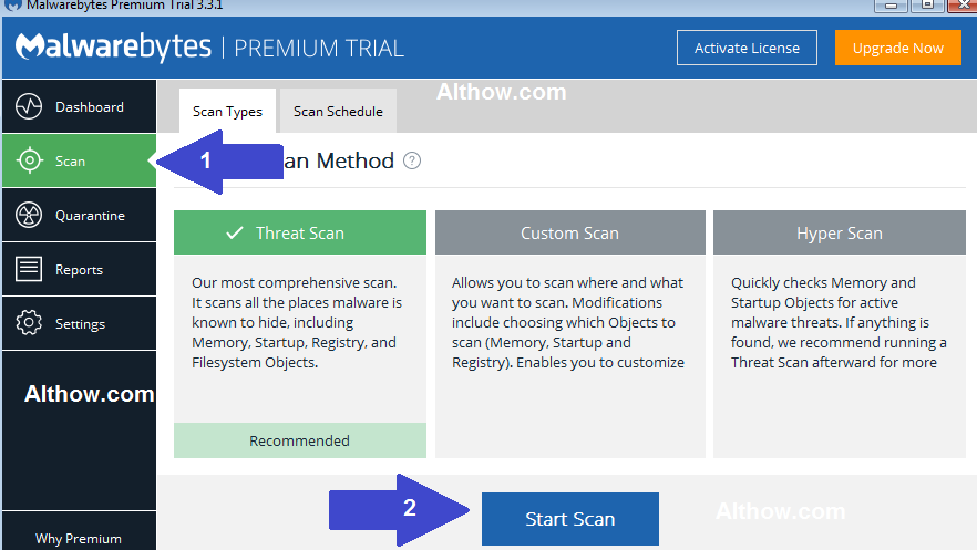 Start Malwarebytes Scan