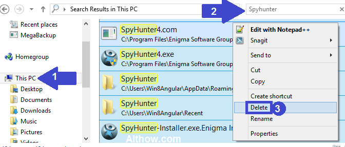 Delete Spyhunter Files