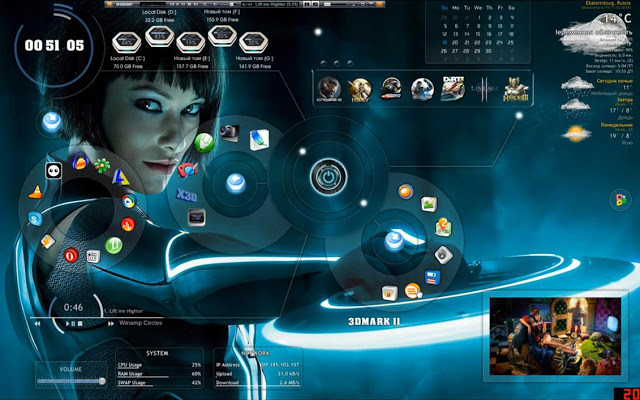 Tron Legacy 3D desktop Theme