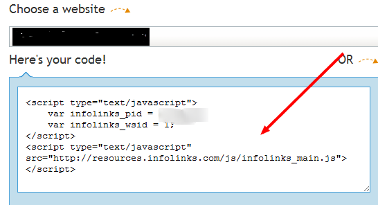 Add Infolinks codes
