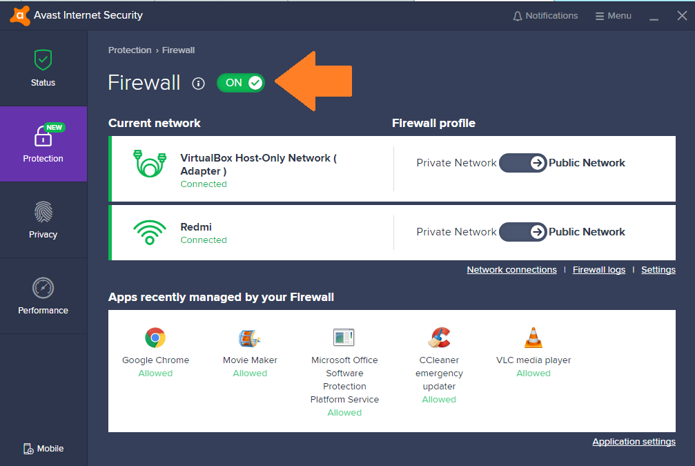 How to disable Avast antivirus firewall