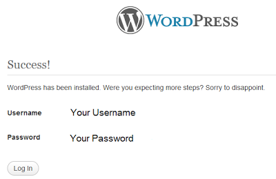manual wordpress installation completed