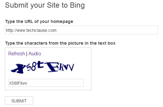 Submit Site to Bing