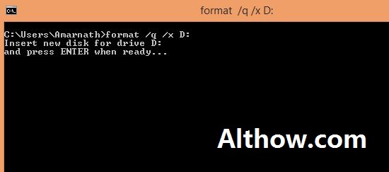 Format pendrive using command prompt