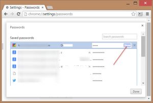Manage passwords in chrome