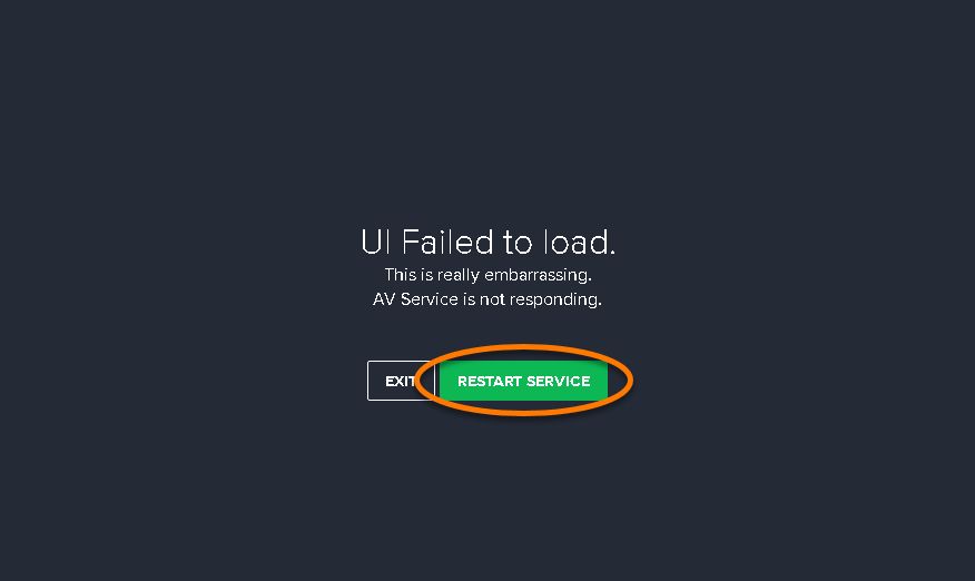 Avast ui failed to load